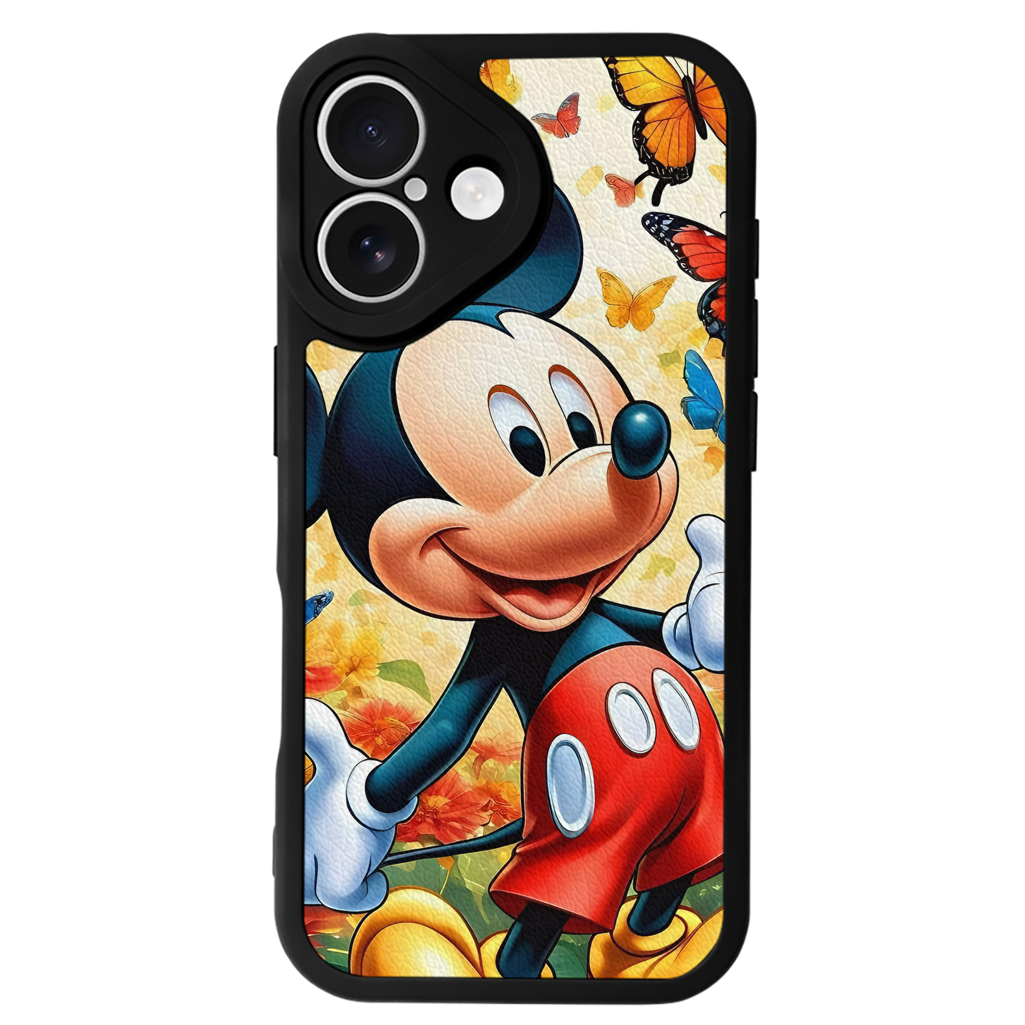 （画像用） ミッキーマウス Mickey Mouse 【iPhone 16シリーズ対応】シリコンスマホケース（レザー調） 材質：シリコン